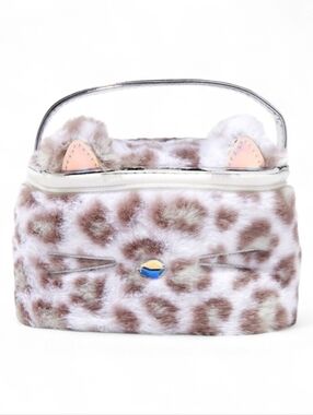 Claire's Club Girl's Plush Kitty Makeup Zip Bag Organizer 🐱🩷 Cute & Furry! NWT